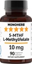 MONOHERB L-Methylfolate 5MTHF 10 mg - 90 Vegetarian Capsules - Methylfolate Supplement