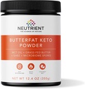 Neutrient Keto MCT Oil Tozu | Coconut Sourced MCT Oil & Ghee with Grass Fed Butter | Lezzetli Sabah Keto Kahve Kremer for Ketosis Desteği | Body & Brain