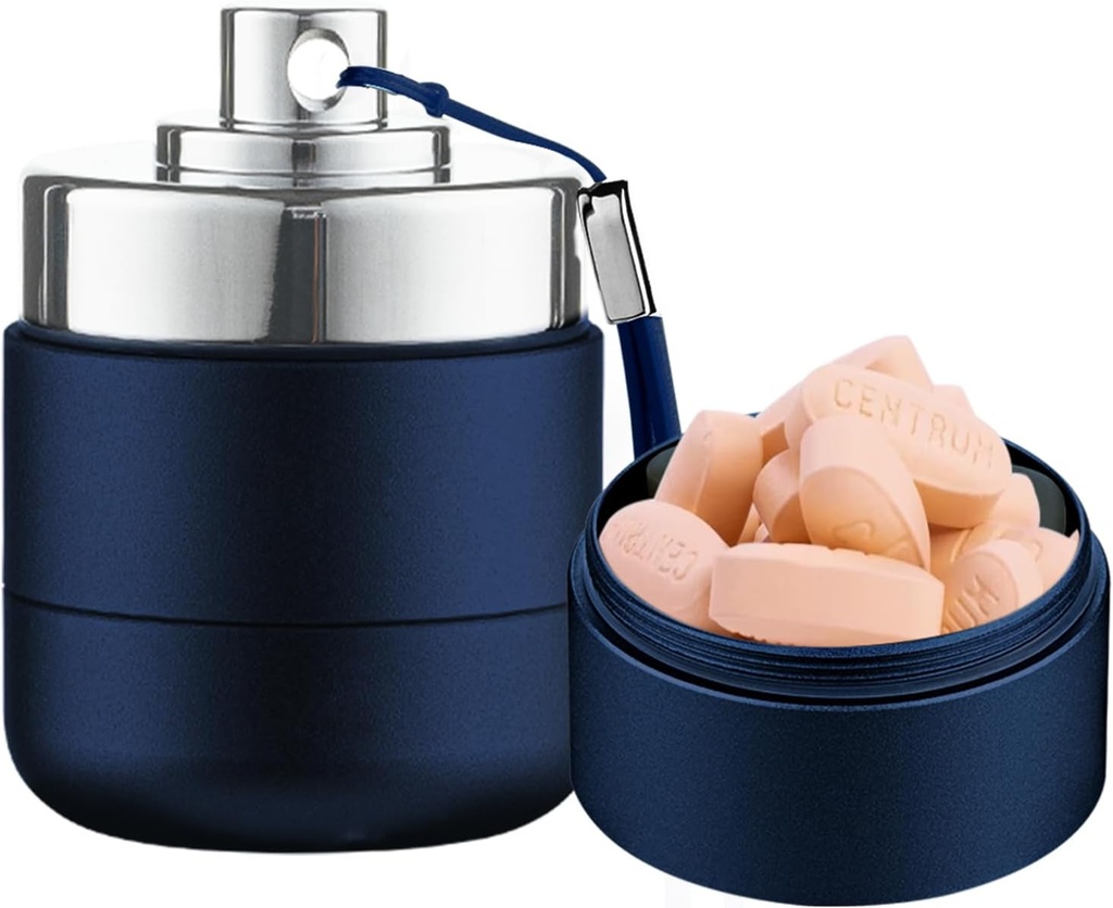 Metal Seyahat Pill Organizer, Portatif Sular Günlük Pill Box AM PM, Büyük Alüminyum Pill Case Konteyner 2 Times a Day Vitamin Organizer, Daily Medicine Organizer For Vitamin, Fish Oil, Supplement