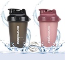 2 PACK Shaker Şişe 17oz'a kadar tutuyor, Ball Whisk, Portatif Pre Workout protein İçgörü, Mixes Cocktails Smoothies Shakes, Faraday Free & Dishwasher Güvenli Black/Pink