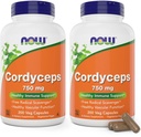 NOW Τρόφιμα Cordyceps 750mg 200 Veg Caps - Βιολογικό Cordycep Sinensis Μυκήλιο Mushroom σε Μη Οργανικές Κάψουλες - Vegan, Μη ΓΤΟ