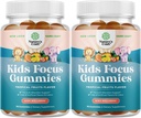 Çocuklar Odaklı Gummies - Nootropics Brain Support Supplement for Kids with Green Tea Extract, B6 & B12 Vitamins for Memory and Brain Focus - Herbal Concentration Chews for Children - 90 Count - 2 Pack