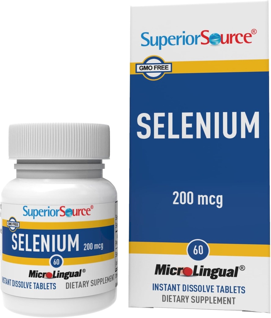 Superior Source Selenium 200 mcg - συμπλήρωμα υποστήριξης ανοσοποιητικής υγείας - δισκία σεληνομεθειονίνης Βοήθεια Thyroid Gland Λειτουργία - Συμπλήρωμα Υποστηρίζει Ανακύκλωση της βιταμίνης Ε - 60 δισκία άμεσης διάλυσης