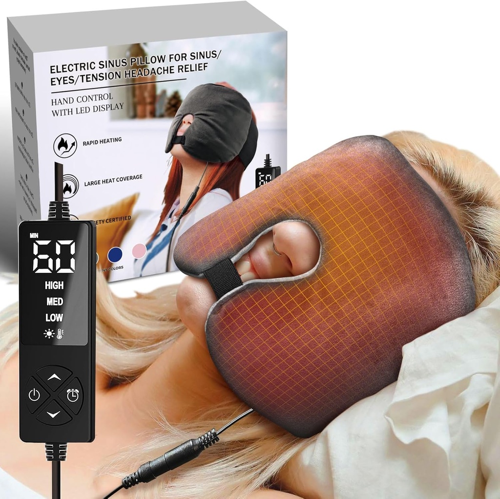 Ηλεκτρικό Sinus Μαξιλάρι για Sinus, Ξηρά Μάτια, Κεφαλαλγία έντασης Ανακούφιση με 3 Heat & 5 Timer Ρυθμίσεις, Υγρή θερμότητα Ex-Larm Θερμοσυγκόλληση Βάση Θέρμανσης Προσώπου για Βοήθεια Ύπνου και Ανάγλυφη Πίεση