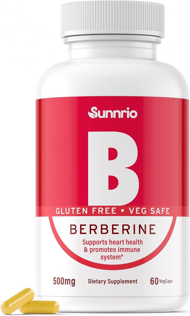 Berberine HCL 500 mg - Sağlıklı Metabolism, Kalp ve Immune System * - Non-GMO, Gluten-Free, Vegeterian Güvenli - 60 Capsules