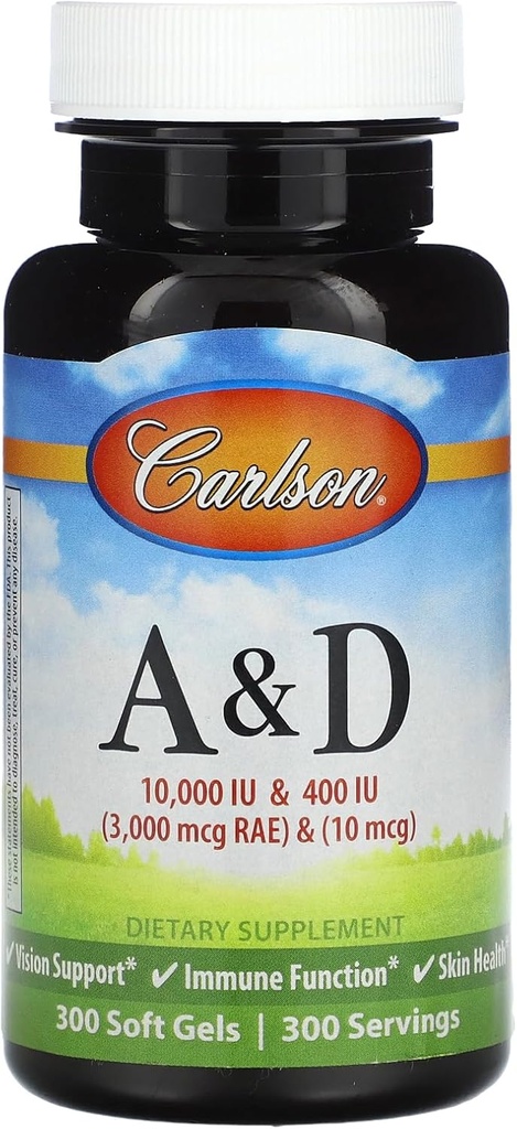 Carlson Labs Βιταμίνη A και D, 1000/400 IU, 300 Softgels