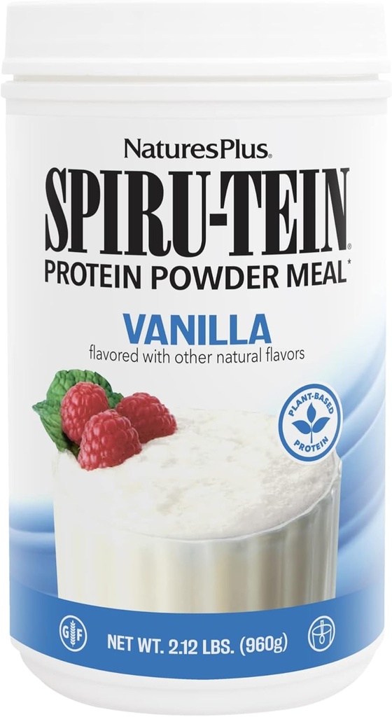 NaturesPlus SPIRU-TEIN, Vanilla - 2.12 lbs - Spirulina protein Toz - Enerji için Vitaminler ve Mineraller - Vejetaryen, Gluten Ücretsiz - 32 Hizmet