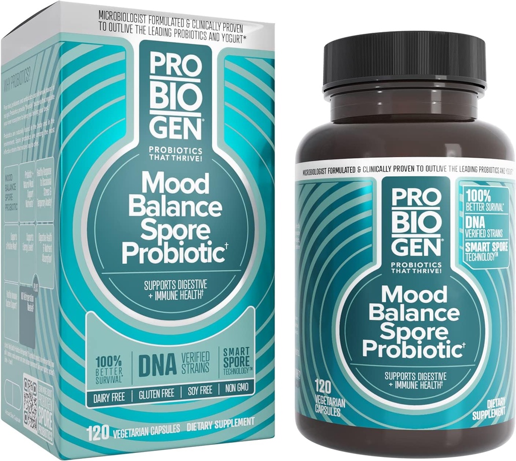 Probiogen Stres ve Mood Balance Probiyotik Ashwagandha Supplement, 120 Count