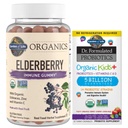 Garden of Life Organics Gummys Elderberry για ενήλικες & παιδιά - Συμπλήρωμα υποστήριξης ανοσοποιητικών & Dr. Formulated Probiotics Organic Kids+ Plus Vitamin C & D - Berry Cherry