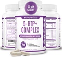 Premium 5-HTP Plus Supplement 250mg Maximum Strength - Sleep Aid, Mood Boost, Promotes Calm & Relaxation, Stress Management Support - Enhanced with Vitamin B6, Gluten Free, Non-GMO, 60 Veggie Caps