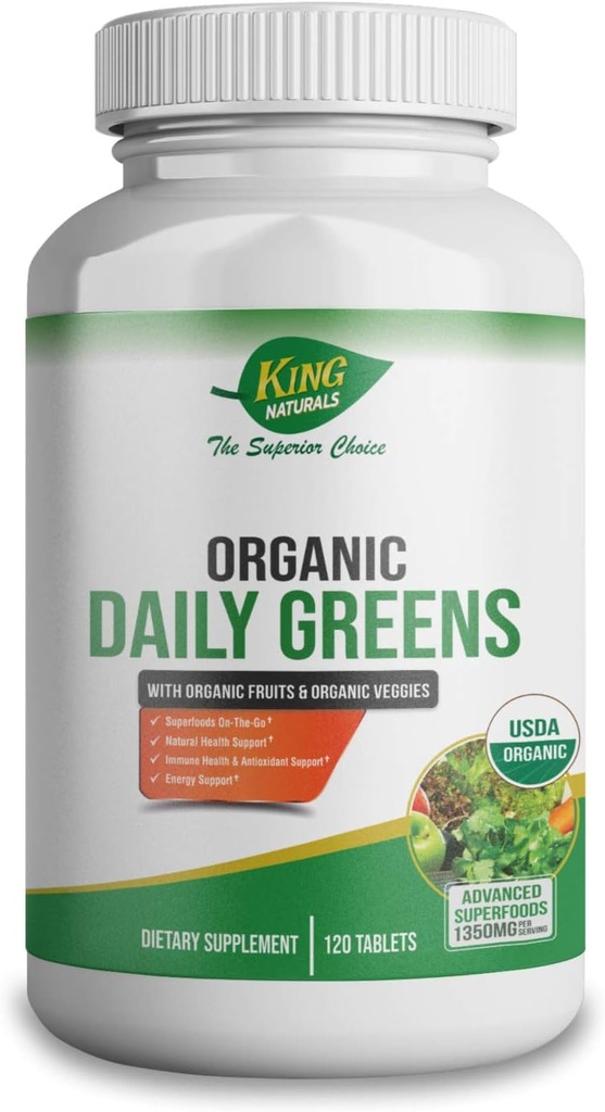 Organik Meyveler ve Veggies ile Organik Günlük Yeşiller – USDA sertifikalı, Non-GMO, Vegan – Superfoods On-Go Tabletleri Immune Desteği, Antioksis & Energy