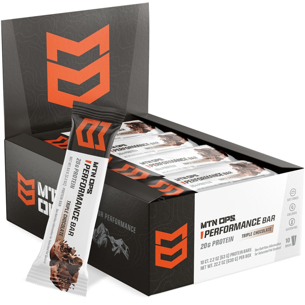 MTN OPS Triple Chocolate Mudslide protein Bars, Whey Isolate & Whey Inter ve Collagen, Low Sugar, Gluten Free, 10 Count Count Count Count