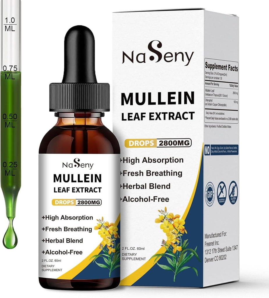 Lung Cleanse için Mullein Yaprakları, Dumancılar için klorophyll ile Sıvı, Herbal Liquid Drops Supplement for Respiratory, Immune (60 ml)