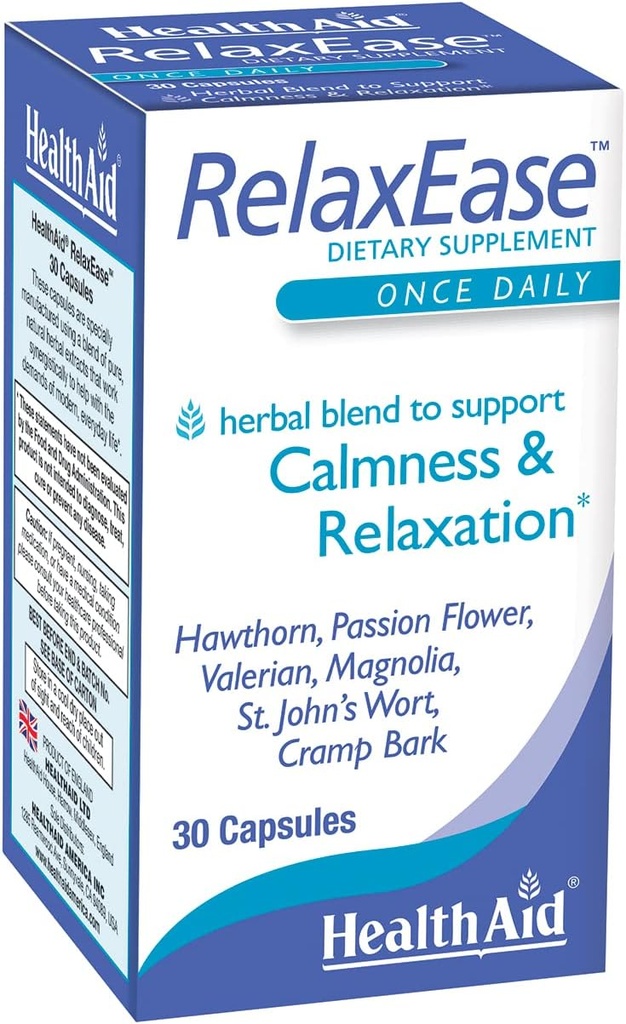 RelaxEase, Herbal Blend to Support Harmony and Tranquility, Once Daily, 30 ct, Helps Promote Health and Relaxation