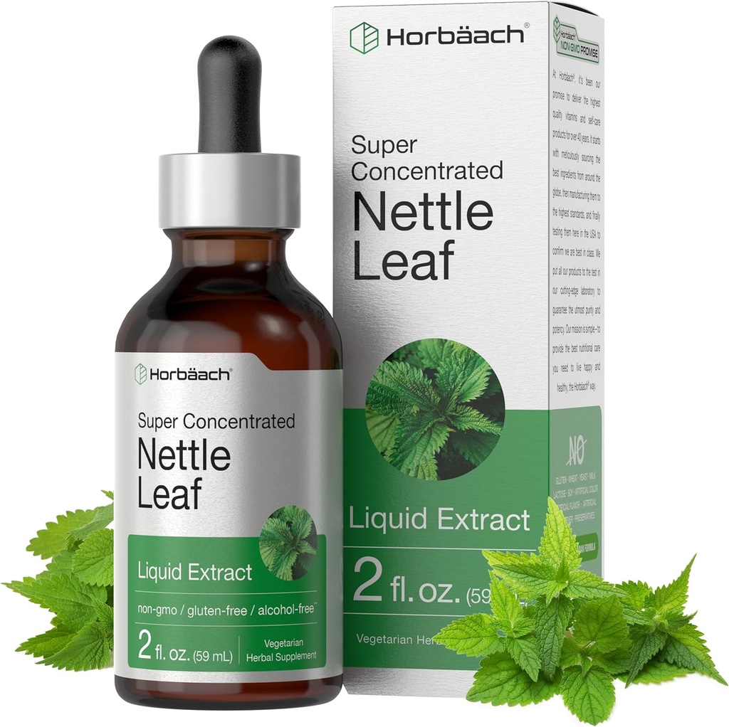 Horbäach Nettle Leaf Extract Drops | 2 fl oz | Alkol Ücretsiz | Vejetaryen Sıvı Supplement | Non-GMO, Gluten Free Tincture