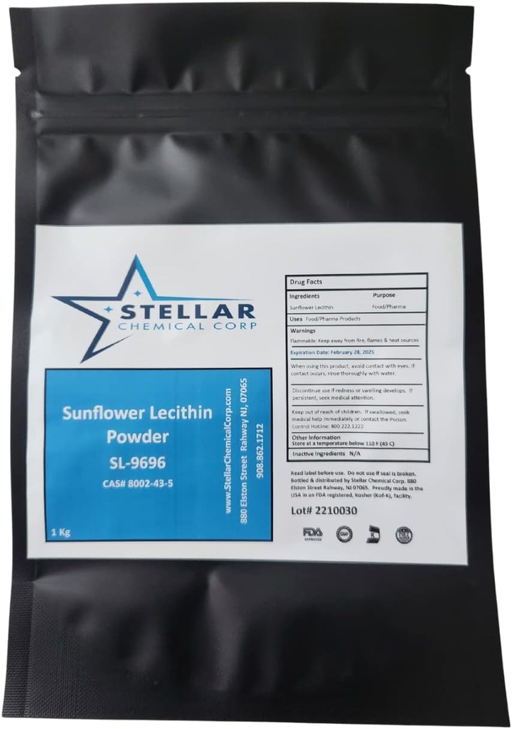 Sunflower Lecithin Toz - 1 kg Emulsifier, Cold Pressed, Making Liposomal Vitamin C, Non-GMOMO