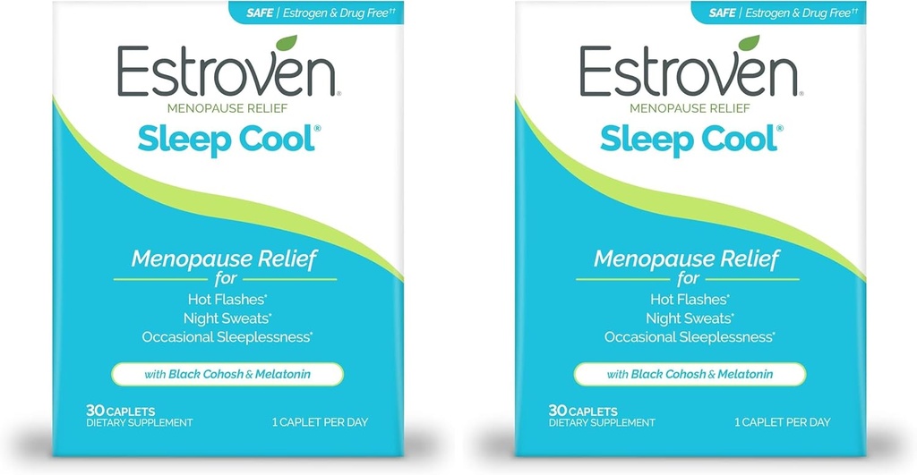Estroven Sleep Cool for Menopause Relief, 30 Ct, Sleep Support Supplement with Klinik olarak Proven Materialss to Relieve Menopause Belirtileri artı Gece Ters & Hot Flash Relief, Drug-Free & Gluten-Free