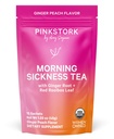 Pink Stork Organik Sabah Hastalığı Hamile Çay - Sıcak veya Buzlu Çay - Prenatal Kalpburn, Indigestion ve Constipation Support - 1st Trimester Hamilelik Haves - Ginger Peach, 15 Sachets
