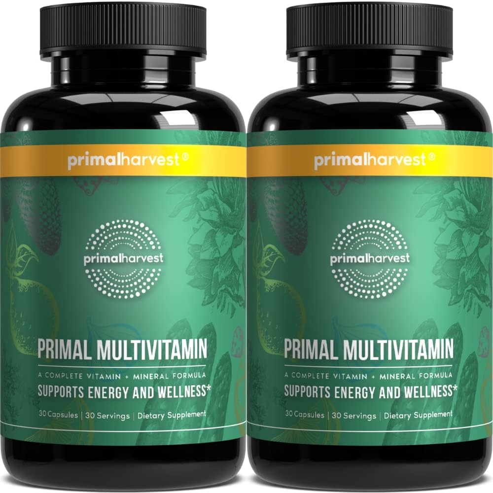 Primal Συγκομιδή Primal Multivitamin - Καθημερινή Multi-Βιταμίνη συμπλήρωμα με 21 Ουσιώδεις Βιταμίνες & Ορυκτά για γυναίκες & άνδρες (2 Pack (30 Count))