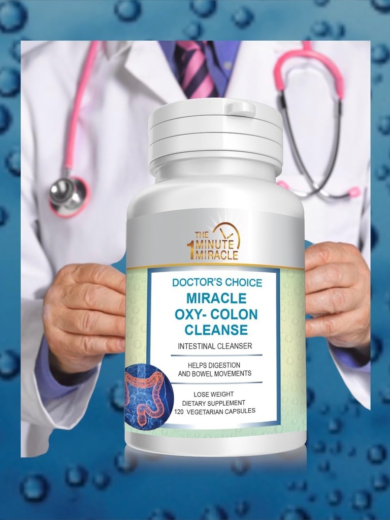 Miracle Oxy-Colon Intestinal Cleanser & Total Body Detox - Kadınlar ve Erkekler için Constipation Relief, Magnezyum Oksit. Relieves Occasional Constipation and Bloating. 120 Capsules