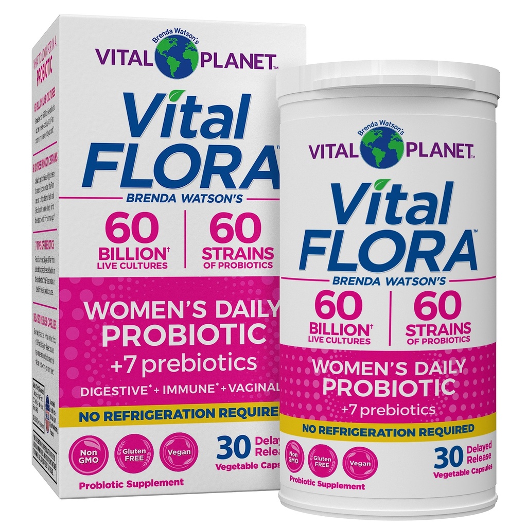 Vital Planet - Vital Flora Probiotics for Women 60 Billion CFU, Diverse Strains, Daily Rafter Stable Probiotic with Organic Prebiotics, for Κολπική Υποστήριξη, Immune and Digestive Health 30 Κάψουλες