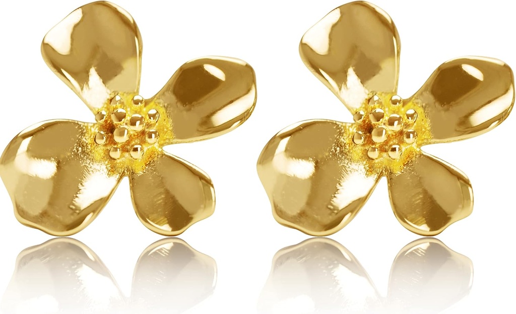 14K χρυσός επιμεταλλωμένος 925 Sterling Silver Λουλούδι σκουλαρίκια