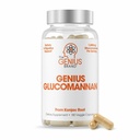 The Genius Brand Geneius Glucomannan - Glucomannan Κάψουλες για την Digestive Υγεία, Ενέργεια & κορεσμό Υποστήριξη - Φυσικές Ίνες για το Στομάχι Comfort - Μη ΓΤΟ & Vegan - 180 Κάψουλες Veggie