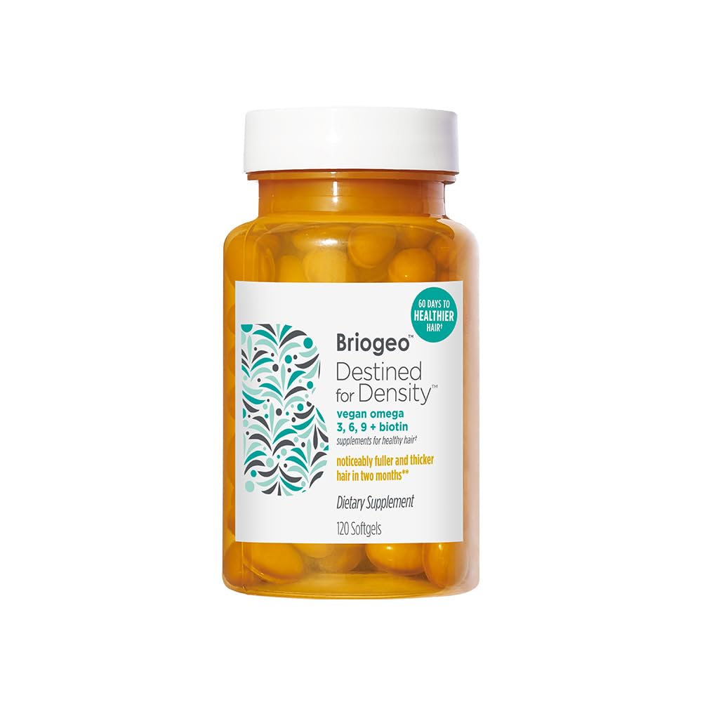 Briogeo Temp Vegan Omega 3, 6, 9 + Biotin Supplements for Healthier Hair, Skin, and Nails, Vegan, Cruelty-Free, 120 Softgels