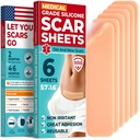Tıbbi Grade Silikon Scar Sheets - 6pk (5.7)"x1.6" - Cerrahi ve Keloid Marks - Reusable C-Section Scar Silikon Grafikleri - Strips Kullanımı Kolay