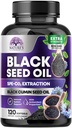 Black Seed Oil Capsules 1000 mg with Thymoquinone - Pure Nigella Sativa for Skin Health & Immune Support, 100% Blackseed Oil, Amazing Ekstra Soğuk Baskılanmış Siyah Cumin Tohumu - 120 Softgels