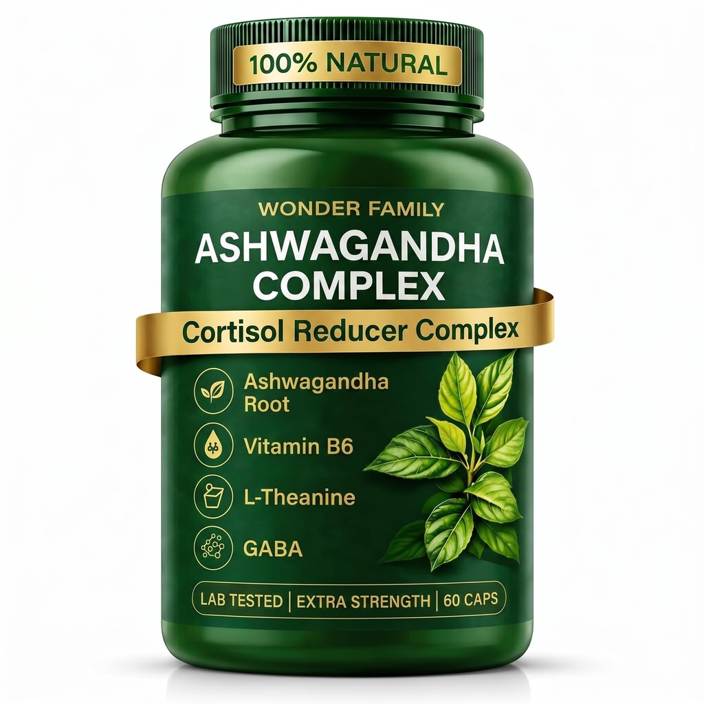Ashwagandha Kompleksi GABA, L-Theanine & B6 ile 800 mg - Calm, Focus & Mood için Adaptojenik Destek - 60 Capsules - 600 mg - Non-GMO, Gluten-Free-Free-GMO, Gluten-Free