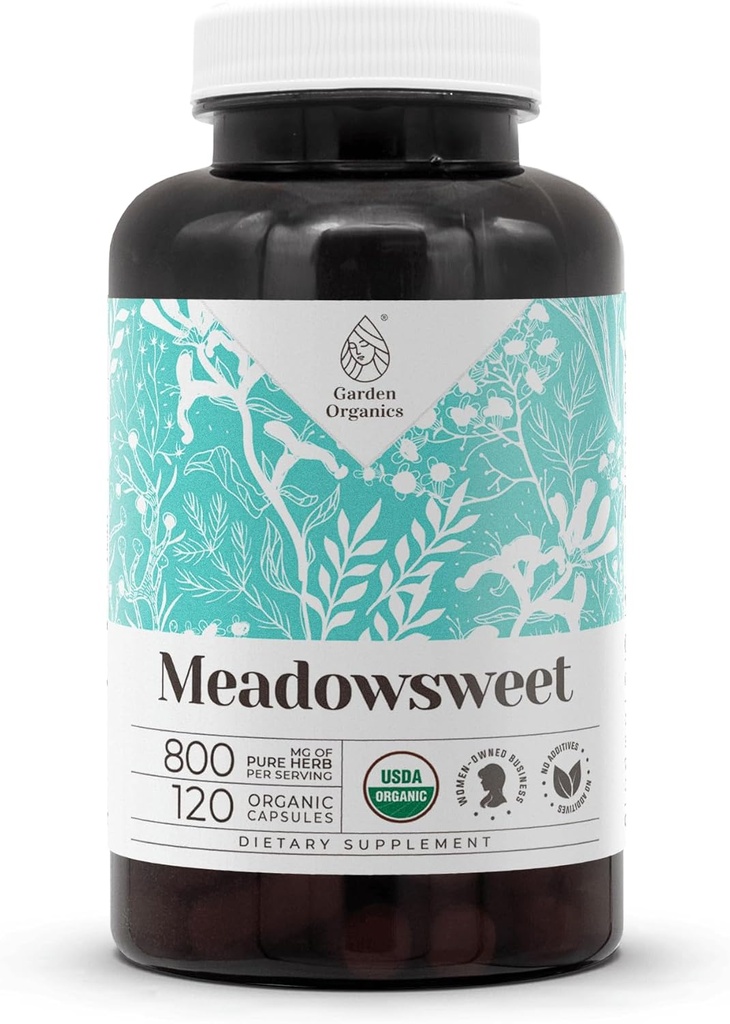 Meadowsweet 120 Capsules | High-Potency Capsules, Herbal Diyeter Supplements | Sebze Kapsülleri ve USDA Organik Meadowsweet (Filipendula ulmaria) kuru Herb (120 Capsules)