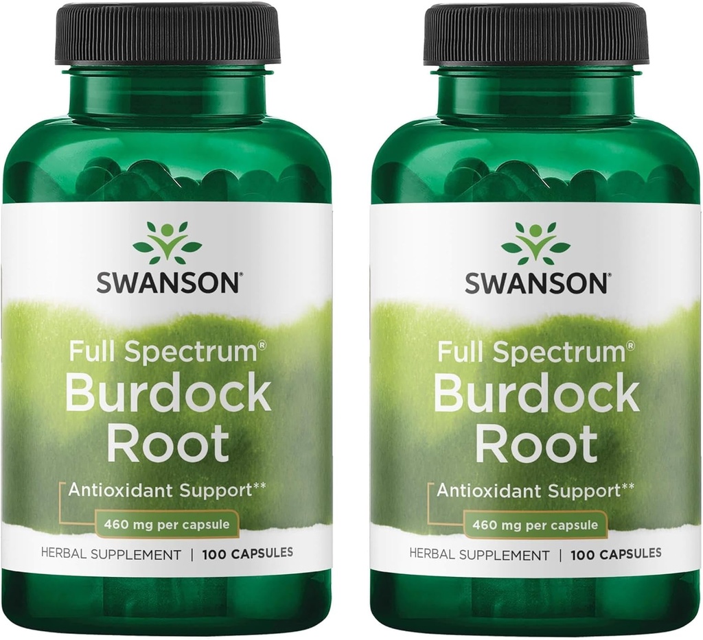Swanson Burdock Root Kidney & Liver Support - Detox Skin Helps Remove Toxins From The Body - Υποστηρίξτε το καλά Όντας και υγιές ανοσοποιητικό σύστημα - Φυτικό Αντιοξειδωτικό συμπλήρωμα (460 mg 100 Κάψουλες) (2 Pack)