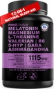 12in-1 Melatonin Sleep Capsules - Melatonin 5 mg ve Magnezyum Glycinate 500 mg ile Yetişkinler için Doğal Uyku Aids, L Theanine, Valerian Root, GABA, 5-HTP (90ct, Pack of 1)