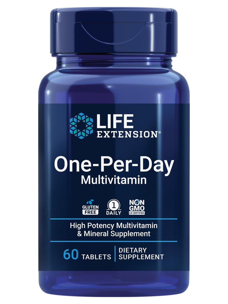Life Extension One-Per-Day Multivitamin - 25 Vitamini, Minerals & Plant Ekstraksiyonları, Quercetin, 5-MTHF Folate & More – 1-Daily, Non-GMO, Gluten-Free – 60 Tabletler