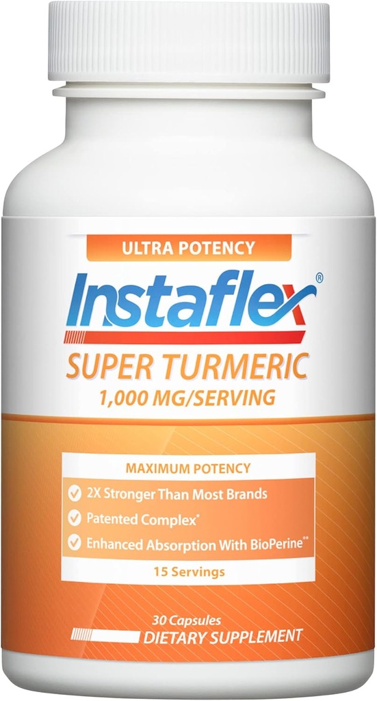 Instaflex Super Turmeric - 1000 mg Turmeric Curcumin with BioPerine, Black Pepper Extract, 95 Curcuminoids, 30 Count