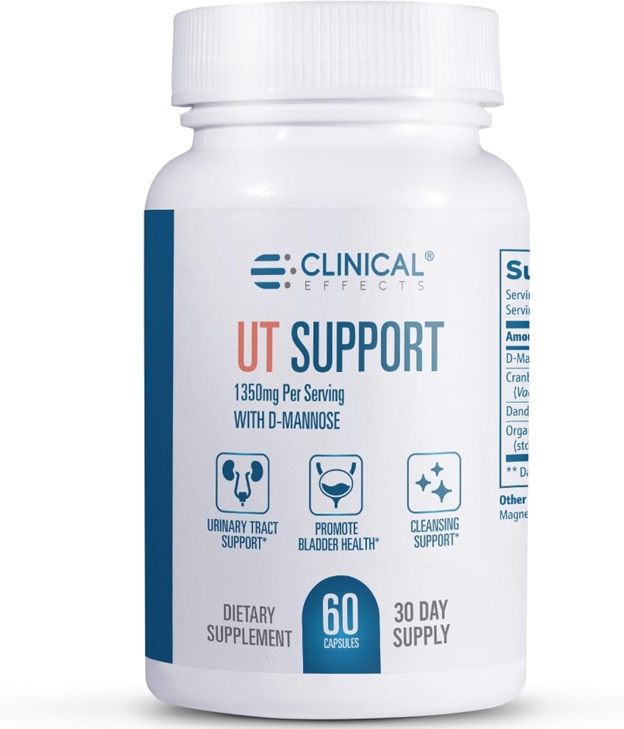 Klinik Etkileri UT Support - Natural Cleanse ve Urinary Tract Health Support - D-Mannose, Dandelion, Hibiscus ve Cranberry Pills for Women - 60 D Mannose Capsules - ABD'de Yapılan