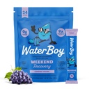 Waterboy Weekend Recovery | 3,187 mg Electrolyte Toz Paketleri | Ginger + L-Theanine + Vitaminler | No Sugar, All Natural, Gluten Free | 24 Iklim Mixes (Grape)
