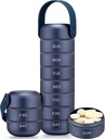 Zannaki Metal Weekly Pill Organizer, Büyük Seyahat Pill Box 7 Günü, Su geçirmez Günlük Pill Case with Silikon Tutar, Alüminyum Alloy Portable Pilllen Container for Vitamin, Medicine, Supplement,Pills