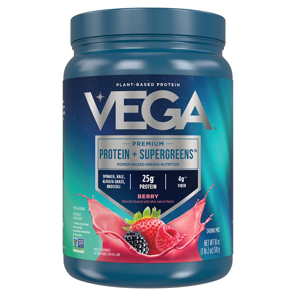 Vega Protein and Greens Protein Powder Mixed Berry (11 μερίδες) 25g Πρωτεΐνη με βάση το φυτό Plus Veggies, Vegan, Non-GMO, Pea Protein for Women and Men, 1,2lbs