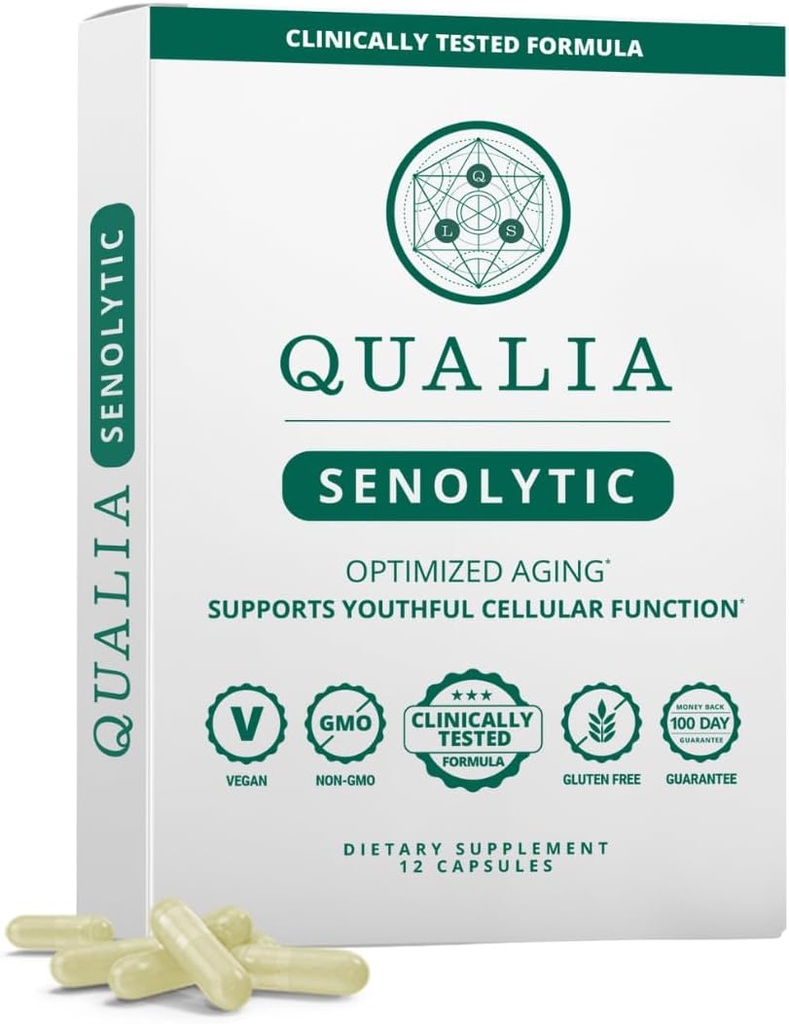 QUALIA LIFE SCIENCES Senolytic Supplement, Fisetin, Quercetin, Piperlongumin & More, Aging Supplement - Supports Optimal Hücre Onarım & Rejuvenation, Doğal Eliminate Zombie Hücreleri, 1 Ay Supply