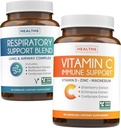 Αναπνευστική & Βιταμίνη C (1-Month Supply) Αναπνοή Easy Bundle - Αναπνευστική υποστήριξη Βαθύς Πνεύμονας Καθαρίστε για την υγεία των αεραγωγών (60 Caps) & Βιταμίνη C Ανοσοποιητική Υποστήριξη συμπλήρωμα - Ανοσία Boost Blend (60 Caps)