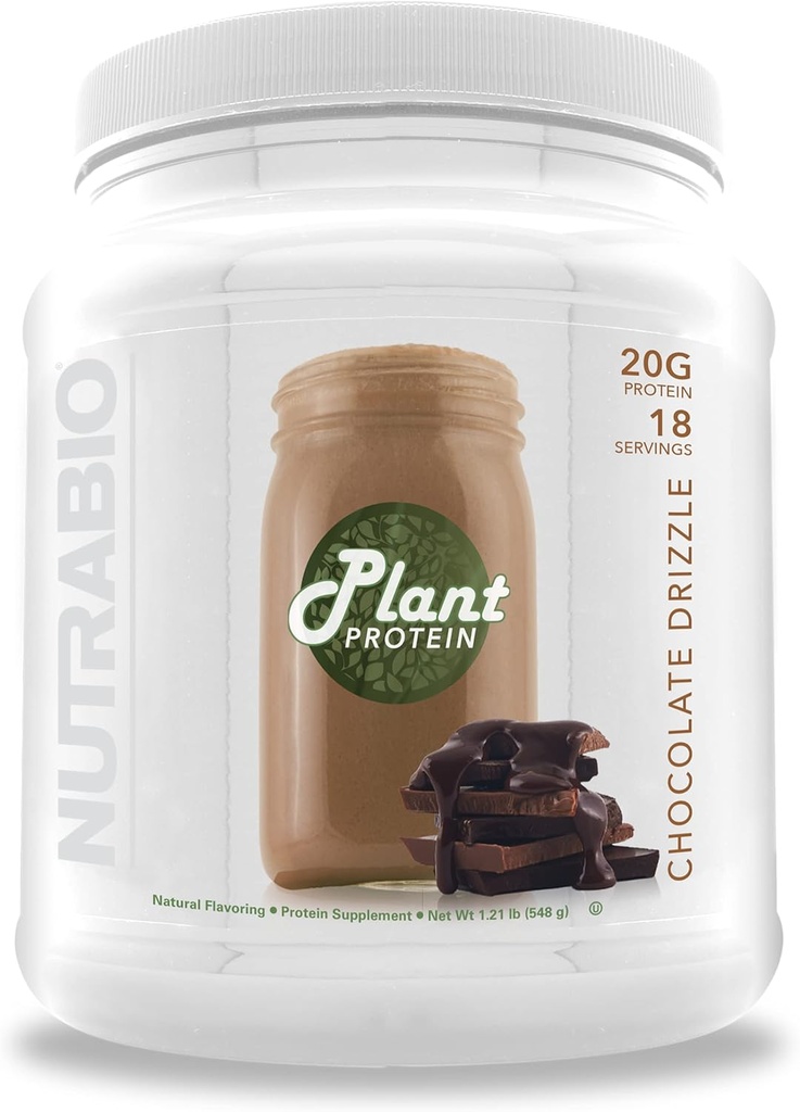 NutraBio Plant Protein Toz – Vegan Protein Tozu - Scoop başına 20G -Organik, Lactose Free ve Dairy Free- Chocolate Drizzle 18 Hizmetler