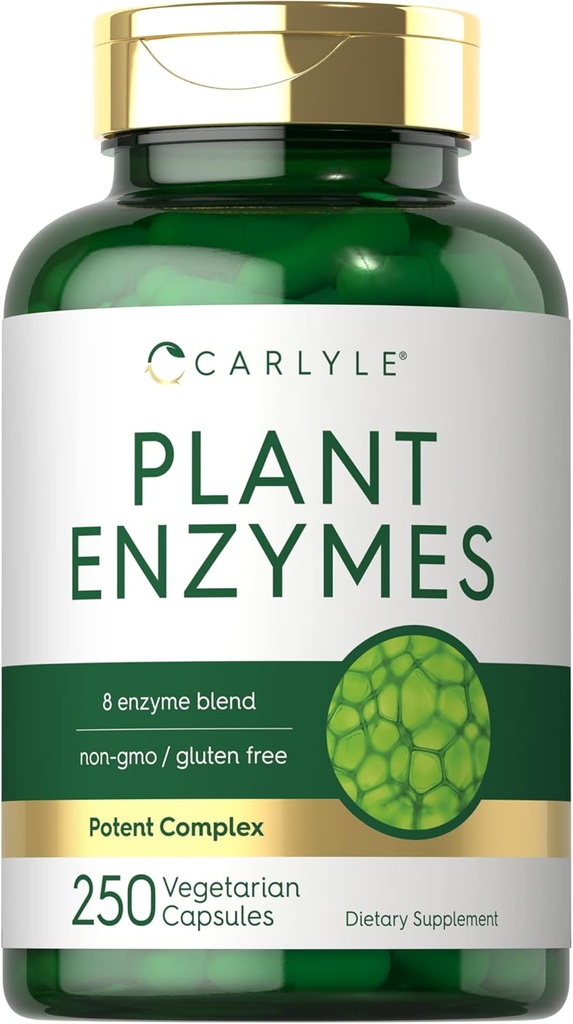 Carlyle Plant Enzymes with Protease, Papain, Lactase ve Bromelain | 250 Capsules | Multi Enzyme Mix | Non-GMO & Gluten Ücretsiz Supplement
