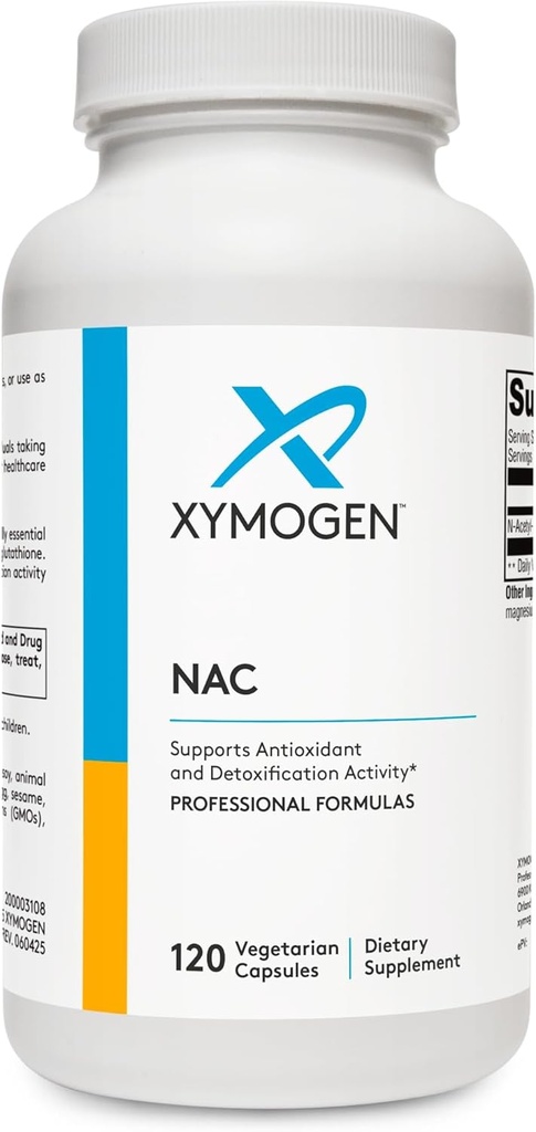 XYMOGEN NAC N-Acetyl-Cysteine 600 mg - Cardiovascular, Antioksi, Liver Detox + Immune Support Supplement - Supports Glutathione Synthesis - Non-GMO NAC Supplement (120 Capsules)