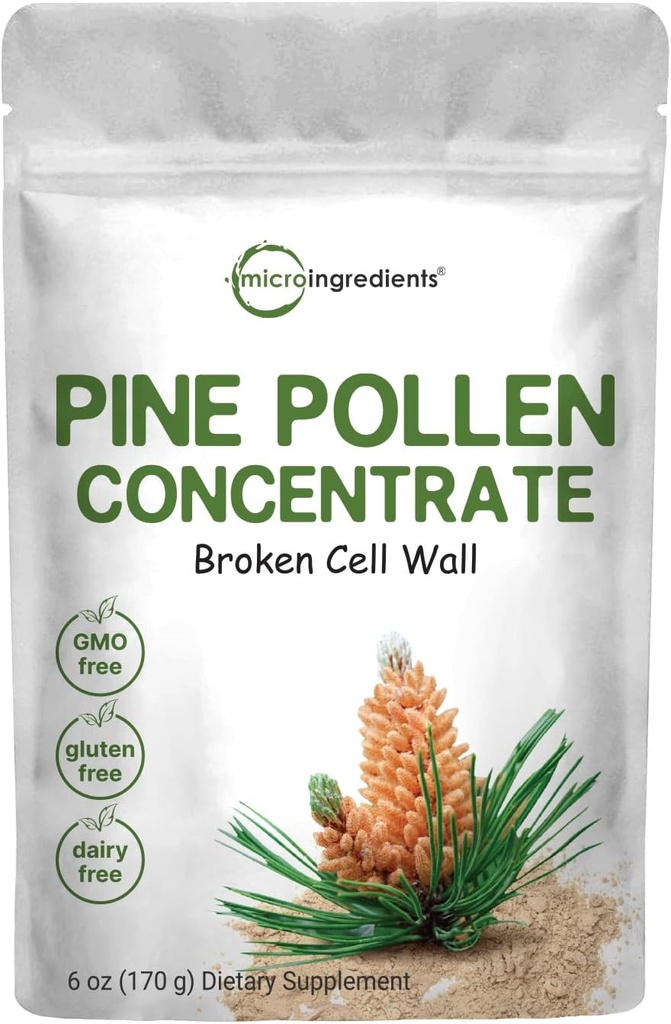 Mikro Malzemeler Pure Pine Pollen Toz, 6 Ounce, Wild Harvest bir Kırık Hücre Duvarı, Destekler Immune System Health, Boosts Energy, Antioksi & Andrgen, No GMOs, Vegan Dostu Dostum
