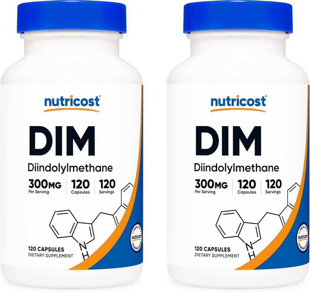 Nutricost DIM (Diindolylmethane) 300 mg, BioPerine (2 Şişe) ile 120 Capsules
