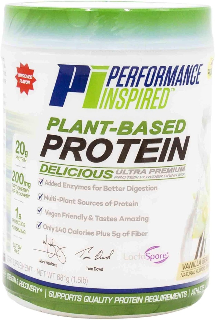 Performans Inspired Nutrition Plant-Based Protein Toz – All Natural – 20G Protein – 1B Probiyotikler – Digestive Enzymes – Fiber Packed – Gluten Free – Vanilla Bean – 1.5lb