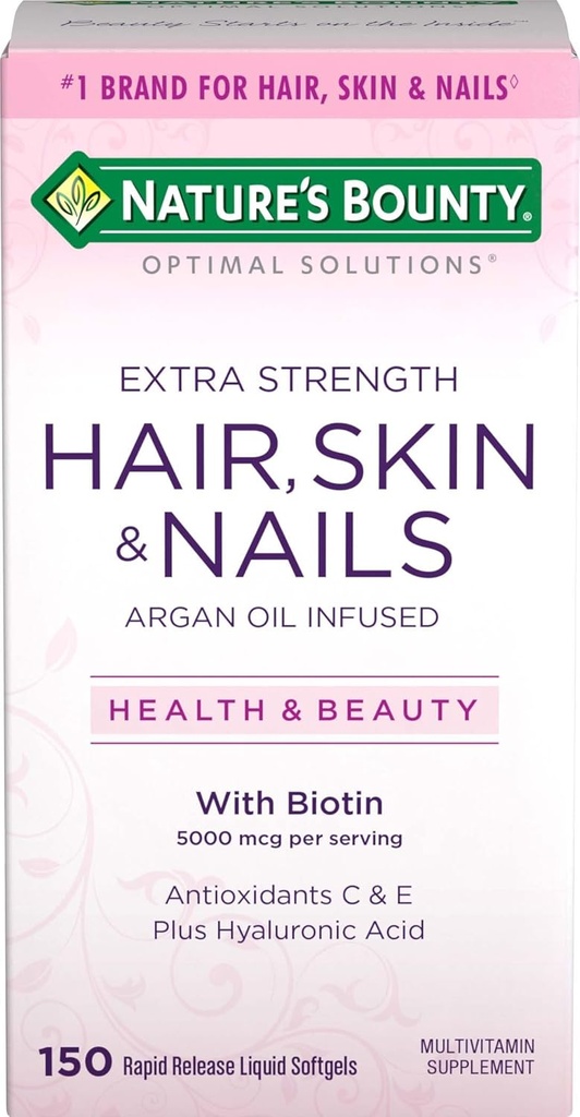 Nature's Bounty Optimal Solutions Saç Skin & Nails Ekstra Güçlü Yumuşakgels, 150 Kont