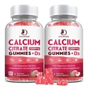 (2 Pack) D3 Supplements Gummies for Women & Men, Kalsiyum Gummies with Vitamin D3 K2, High Abxia for Bone Muscle Health- Peach Flavor- 60 Day Supply